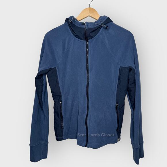 Abercrombie & Fitch Womens Fleece Zip Jacket Large Blue Colorblock Fleece Sporty - Picture 1 of 9